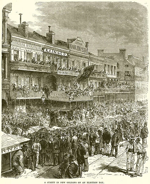 A Street in New Orleans on an election day (engraving)