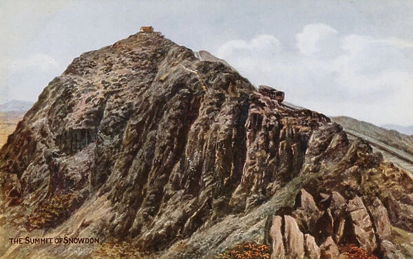 The Summit of Snowdon (colour litho)