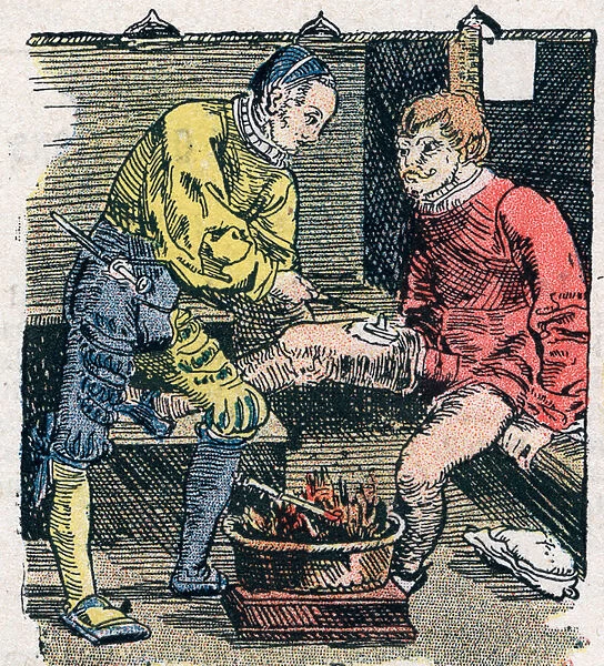 Surgeon giving a wound in 1528