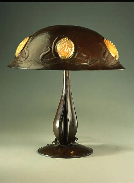 Table lamp, c. 1910 (copper & pearl abalone shell)