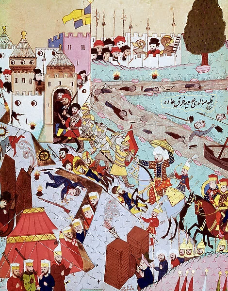 Takeover of Belgrade by the army of Soliman I the Magnificent, 16th century (miniature)