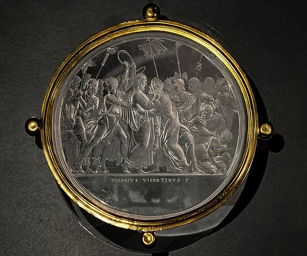 Taking of Christ in the garden (silver and engraved rock crystal)