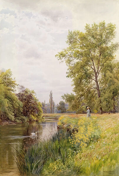 The Thames at Purley, 1884 (w  /  c on paper)