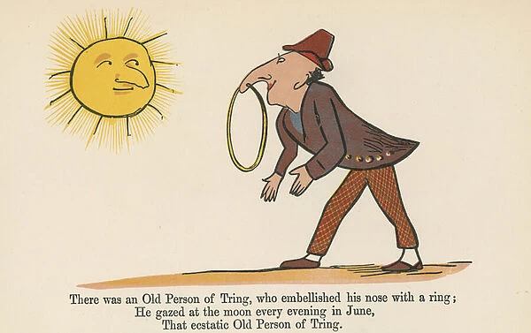 'There was an Old Person of Tring, who embellished his nose with a ring', from A Book of Nonsense, published by Frederick Warne and Co. London, c. 1875 (colour litho)