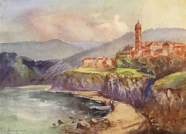 Tirnovo from the River (colour litho)