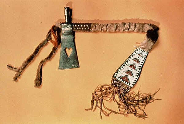 Tomahawk Pipe, Blackfoot Tribe (steel & textile)