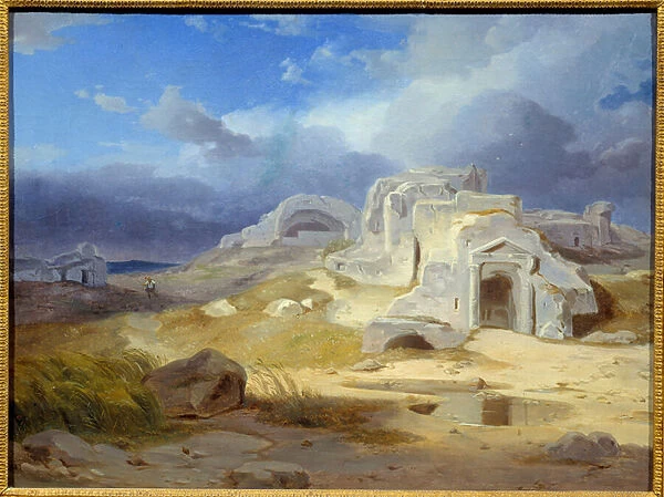 The tomb of Archimede in Syracuse. Painting by Carl Rottmann (1798 - 1850) Ec. All. 1830