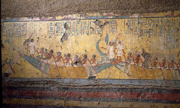 The tomb of the painter Maia, pilgrimage by boat in Abydos, citation of Osiris