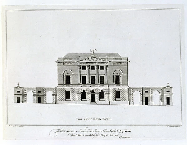 The Town Hall, Bath, engraved by T. Bonnor (engraving)