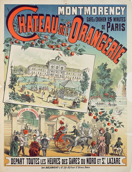Travel poster advertising trips by train from Paris to the Chateau de l Orangerie