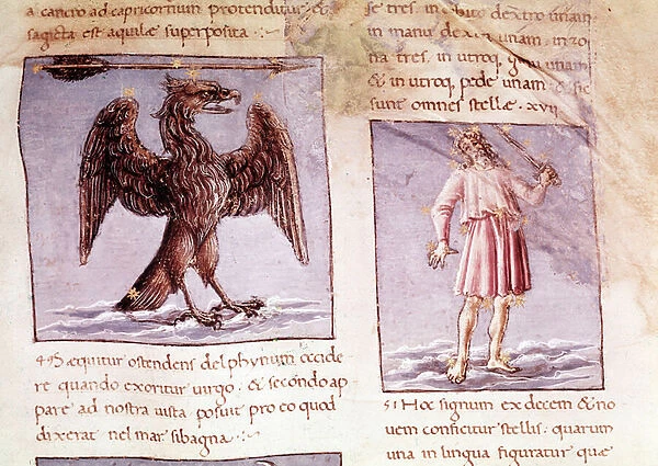 A travel in the underworld: the constellation of the Eagle and Orion (miniature, 1451-1465)