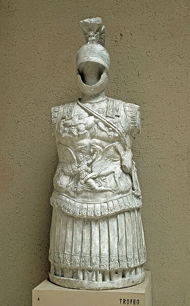 Trophy of weapons in the form of parade armor of Roman soldier from the 1st century BC
