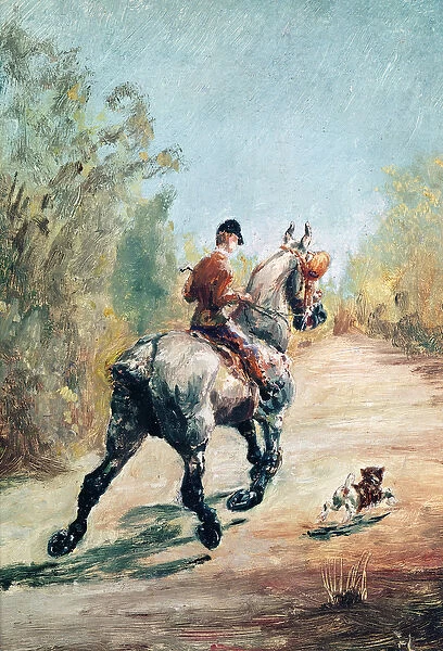 Trotting Horseman with a Little Dog, 1879 (oil on canvas)