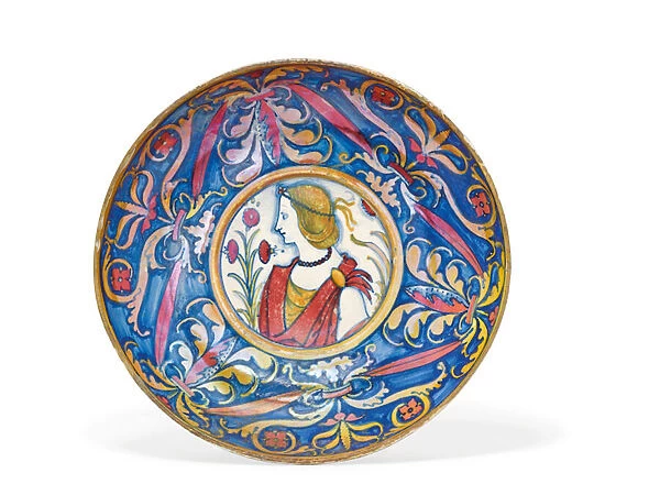 Umbrian majolica gold & ruby-lustre footed dish, from Deruta to Gubbio, c