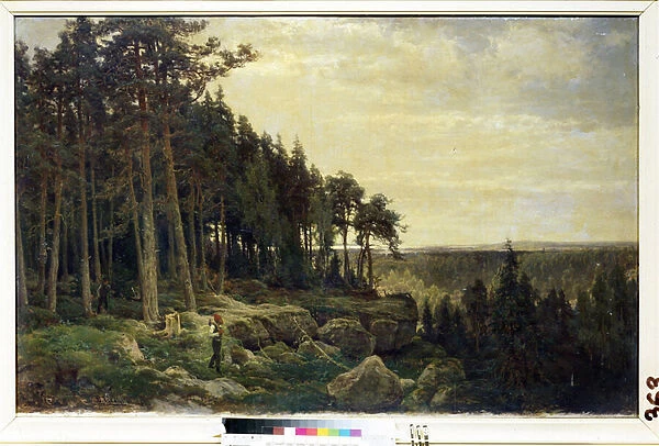 'Un bucheron et un chasseur dans un paysage de foret'Peinture de Berndt Lindholm (1841-1914) Mikhail Kroshitsky Art Museum, Sevastopol (Sebastopol) Ukraine