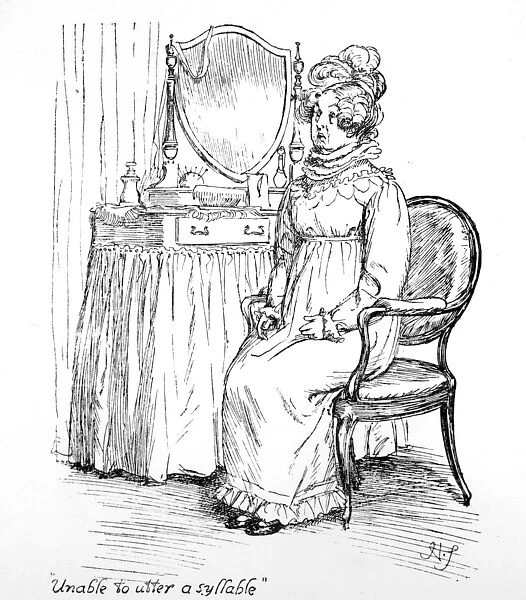 Unable to utter a syllable, illustration to Pride and Prejudice by Jane Austen