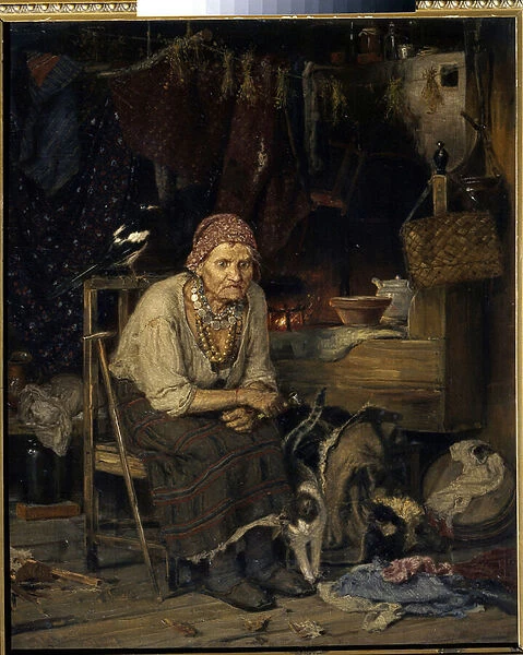 Une sorciere (A Witch). Peinture de Konstantin Apollonovich Savitsky (1844-1905), huile sur toile, 1879. Art russe, 19e siecle, realisme. State tretyakov Gallery, Moscou