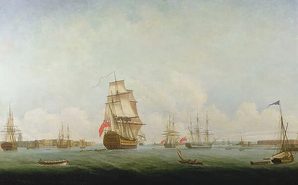 Victory leaving Portsmouth (oil on canvas)