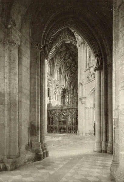 View of the Choir from the South Aisle at Ely Cathedral (b  /  w photo)