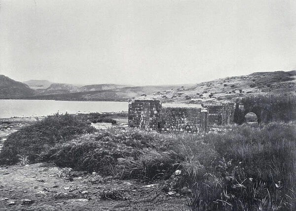 View of Chorazin and the Sea of Galilee (b  /  w photo)