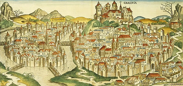 View of the city of Cracow (Kracow), from the Nuremberg Chronicle by Hartmann Schedel