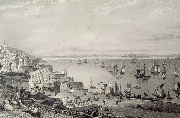 View of Cobh Harbour, looking towards Rostellan, County Cork, Ireland in the 1830s