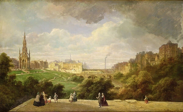 View of Edinburgh, the Walter Scott Monument (oil on canvas)