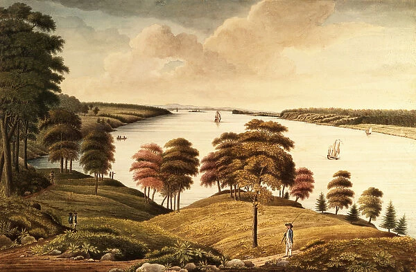View of the Hudson River from Fort Knyphansen (w  /  c on paper)