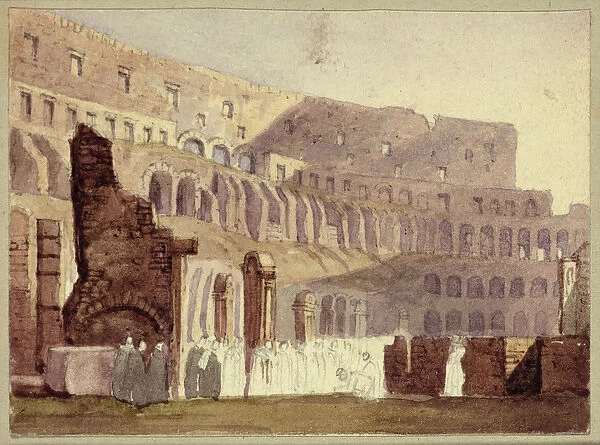 View of the Roman Colosseum, c. 1800 (w  /  c and pencil on paper)