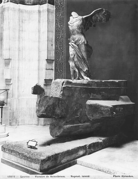 View of the Victory of Samothrace in the Louvre museum, c