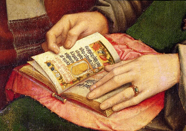 Virgin and Child with Saints, detail of an open book, c. 1509 (oil on panel)