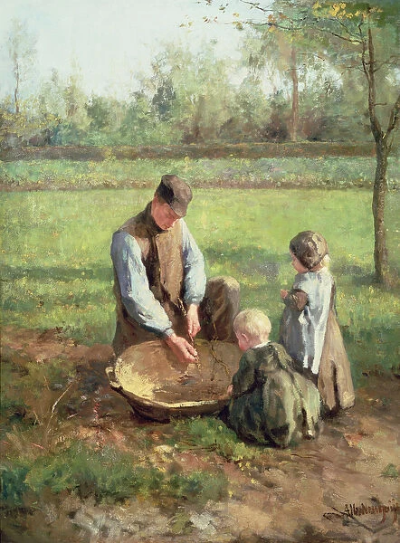 Watching Father Work (oil on canvas)