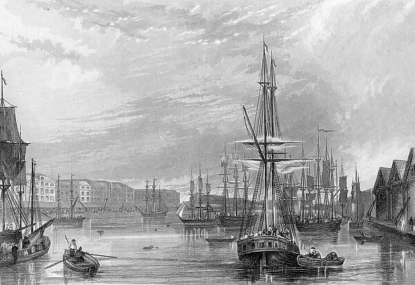 West India Dock, illustration from History of London: Illustrated by views of London