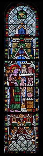 The west window depicting a scene from the Last Judgement