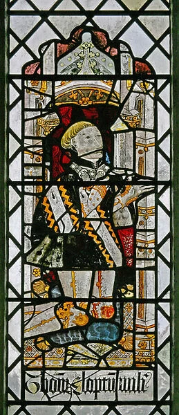 Window w2 depicting a donor - Thomas Clopton (stained glass)