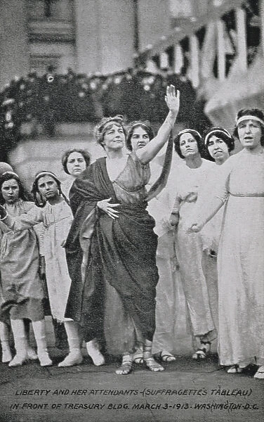 Women and children performing in suffrage tableau, 3 March, 1913 (b  /  w photo)