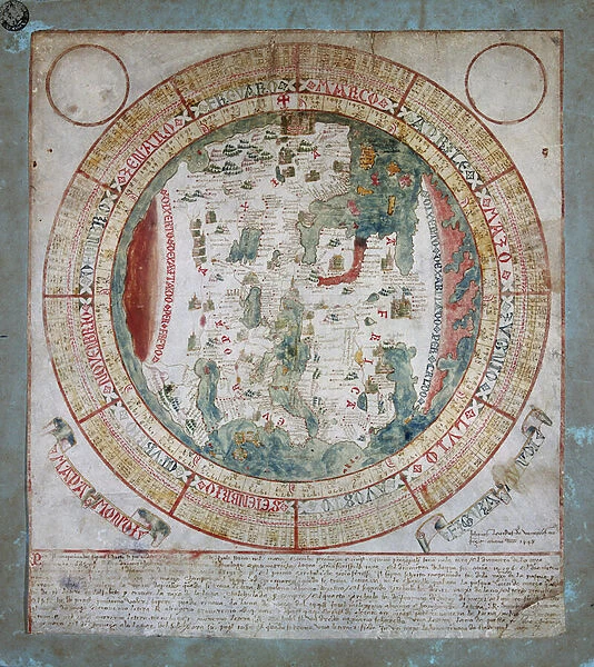 World map, illumination by Giovanni Leardo, Biblioteca Civica Bertoliana, Vicenza