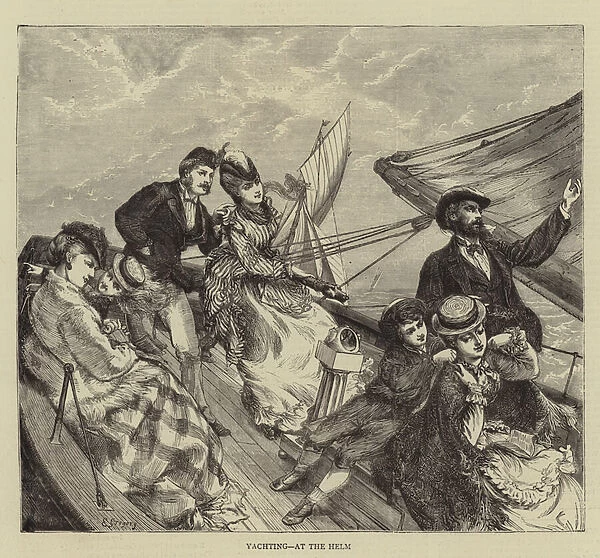 Yachting, at the Helm (engraving)