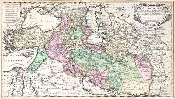 1730, Ottens Map of Persia, Iran, Iraq, Turkey, topography, cartography, geography