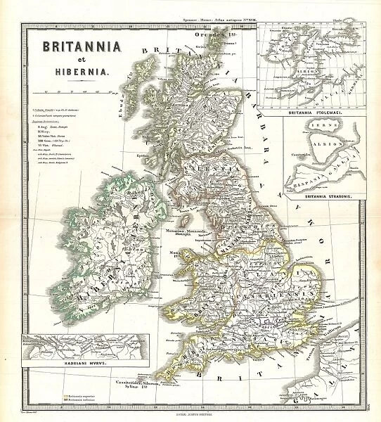 1865, Spruner Map of the British Isles, England, Scotland, Ireland, topography, cartography