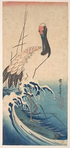 波に丹頂鶴 Crane Surf Edo Period 1615-1868
