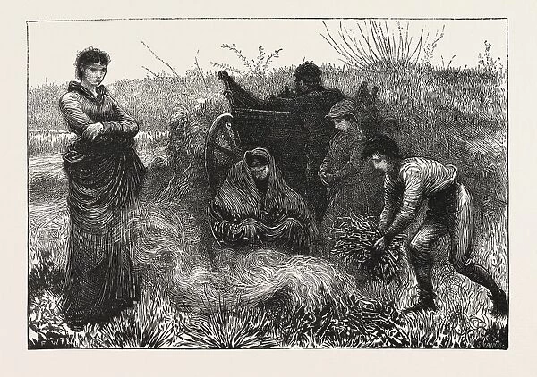 AN AUTUMN EVENING, DRAWN BY THE LATE F. WALKER, ENGRAVING 1876, UK, britain, british