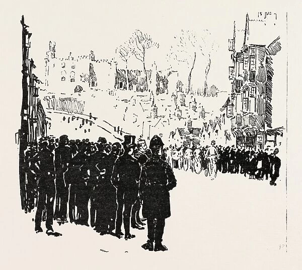 With the Cyclist Corps at the Easter Volunteer Manoeuvres, 1888 Engraving