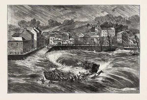 The Fatal Ferry-Boat Accident in Youghal Harbour, County Cork, Engraving 1876, Ireland