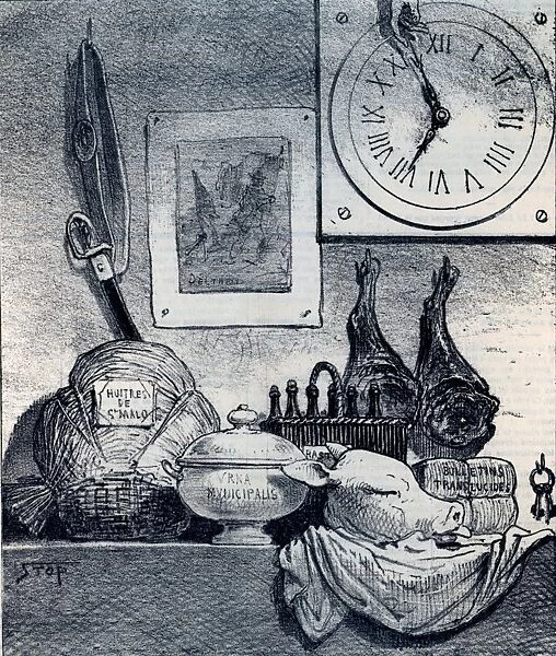 Food shop in 19th century France, oysters of Saint Malo, liszt gourmet archive, food