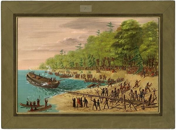 George Catlin, Launching of the Griffin. July 1679, American, 1796 - 1872, 1847-1848