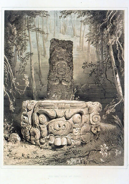 Idol altar Copan Views ancient monuments Central America