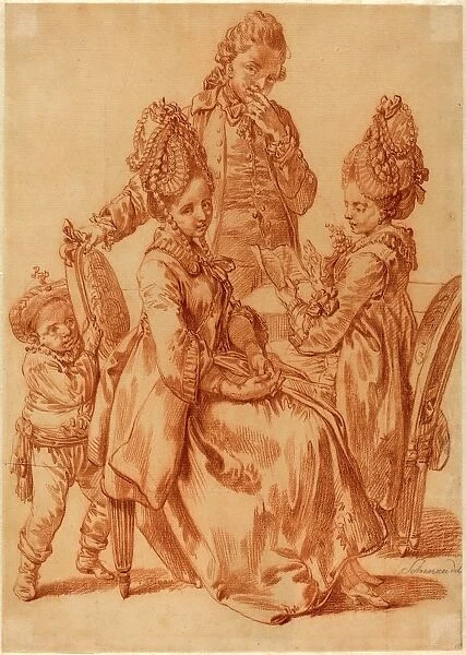 Johann Eleazar Schenau, German (1737-1806), The Letter, red chalk on laid paper