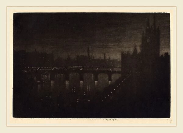 Joseph Pennell, Westminster, Evening, American, 1857-1926, 1909, mezzotint