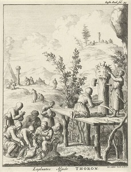 Laplanders worship God Thoron, Jan Luyken, 1682